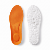 Schichtsohle Orange: oranges Mesh oben, weißer Wabenschaum unten (Darstellung)
